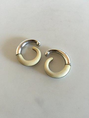 Georg Jensen Sterling Sølv Øreringe med Elfenben - Danam Antik