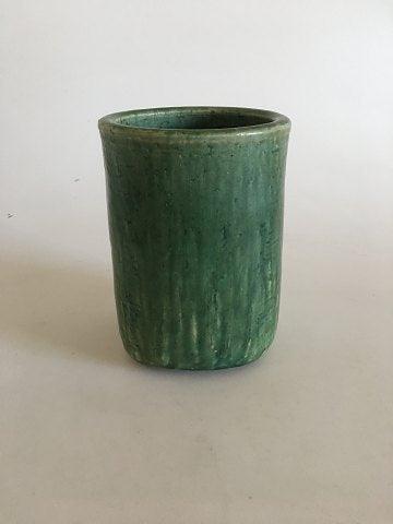 Saxbo Stentøjsvase af Edith Sonne i Flot grøn glasur - Danam Antik