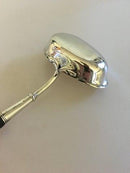 Stor gammel sølv punch ske / øse med skaft af træ - Danam Antik