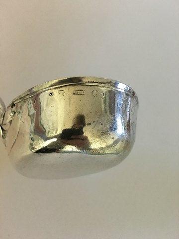 Stor gammel sølv punch ske / øse med skaft af træ - Danam Antik