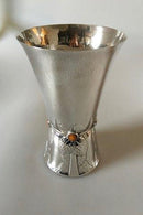 Georg Jensen Sølv Vase med Ravsten No 116 - Danam Antik