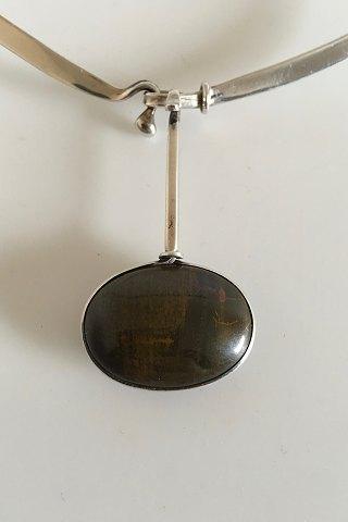 Georg Jensen Sterling Sølv Torun Halsring No 168 med Vedhæng No 129 - Danam Antik