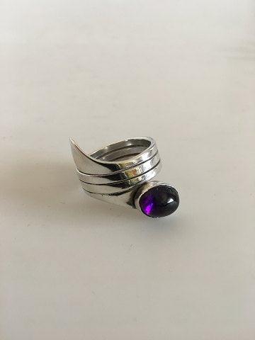 Hans Hansen Sterling Sølv Ring med Amethyst - Danam Antik