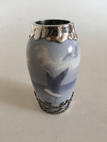 Royal Copenhagen Art Nouveau Vase No. 1138/88A med Anton Michelsen Sterling Sølv Monteringer - Danam Antik