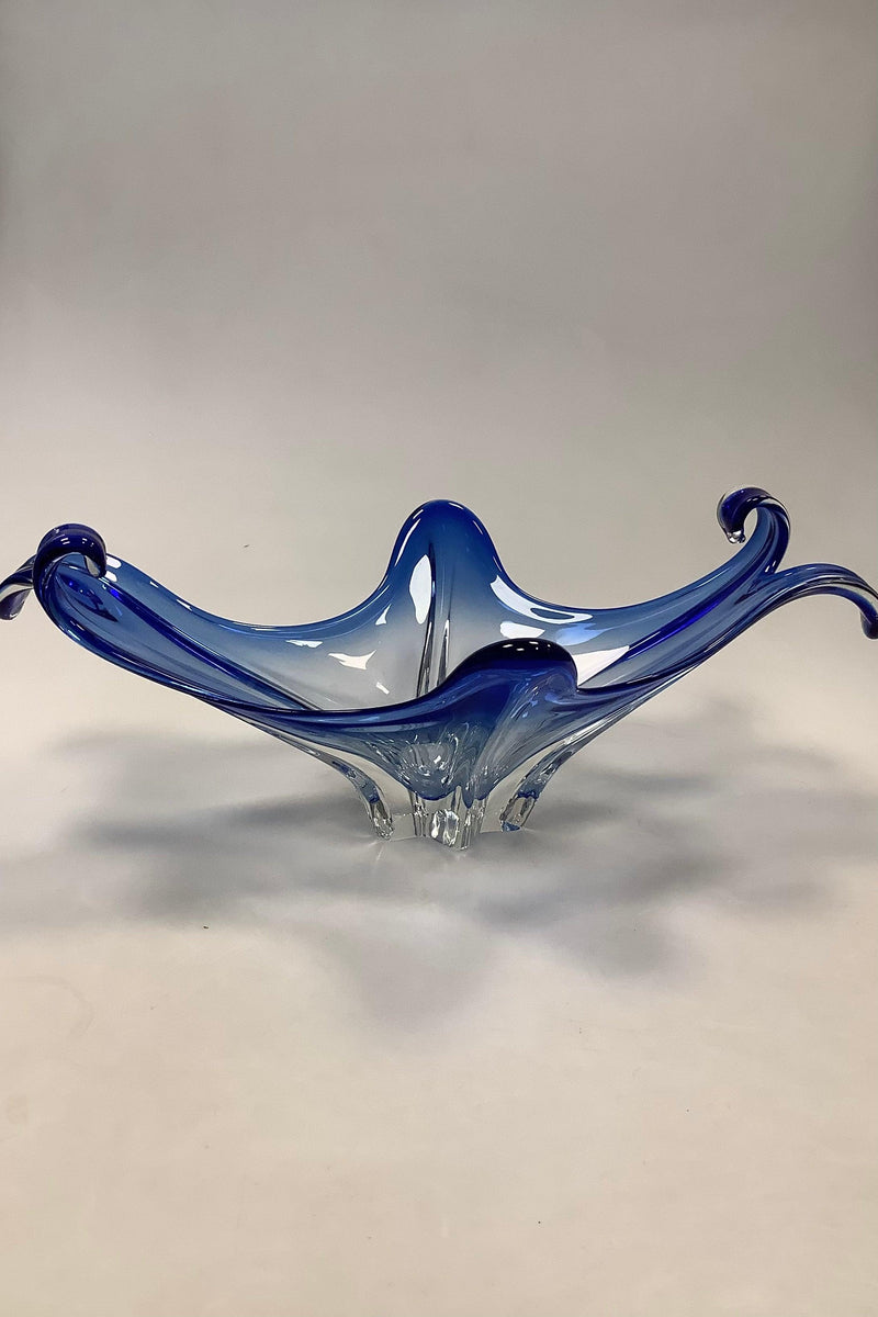 Stor Blå Murano Kunstglas Skål Italien - Danam Antik