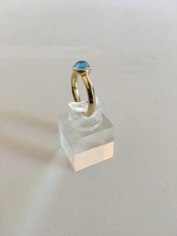 Georg Jensen 18K Guld Ring med Blå Topas - Danam Antik