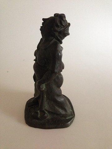 Siegfried Wagner Bronze figur af leende dame fra Ib Rathje Bronzestøberi - Danam Antik