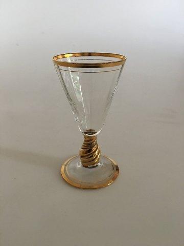 Holmegaard Ida Snapseglas med optiske striber og guld - Danam Antik
