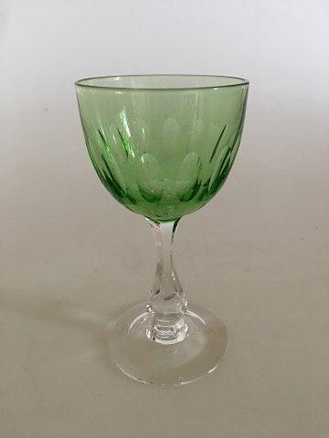 Holmegaard Derby Hvidvinsglas med Grøn Kumme 12 cm H - Danam Antik