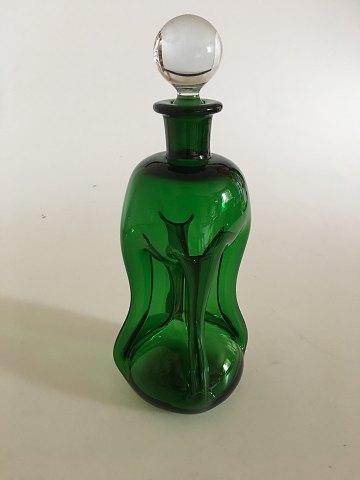 Holmegaard / Kastrup Glasværk Kluk Kluk Karaffel i Flaskegrøn farve med prop i klart glas - Danam Antik