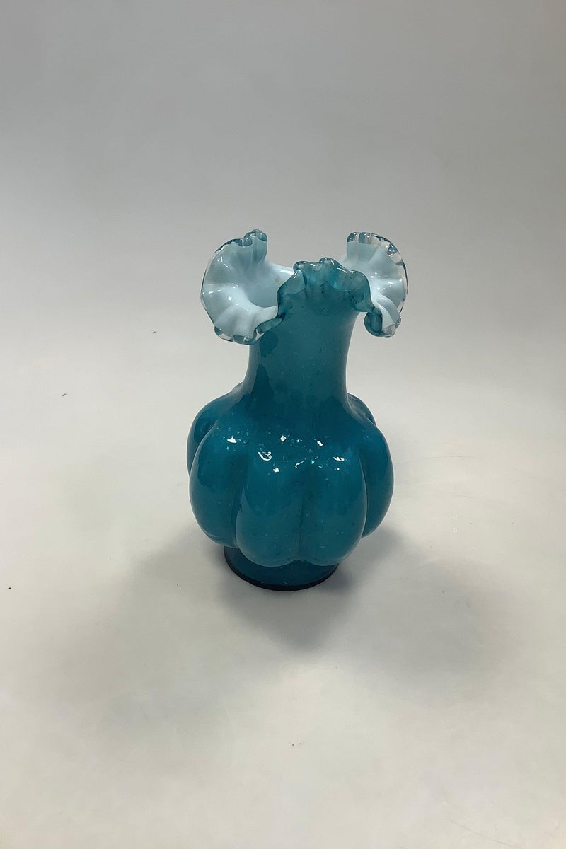 Flot Blå Kunst Glas Vase - Danam Antik