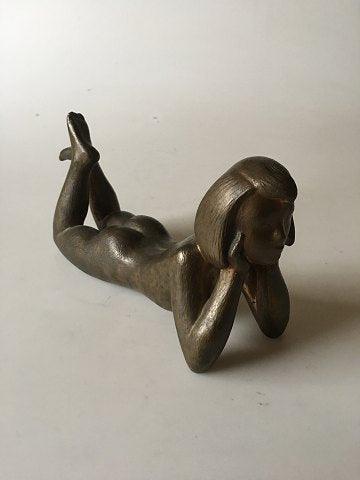 Johannes Hedegaard Bronze Figurine af Liggende Kvinde - Danam Antik