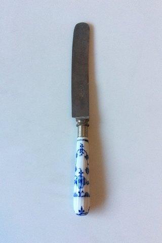 6 Royal Copenhagen Musselmalet Riflet. Knive med skaft af porcelæn. - Danam Antik
