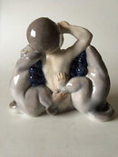 Royal Copenhagen Faun/Pan Figur med 2 aber No 2496 - Danam Antik