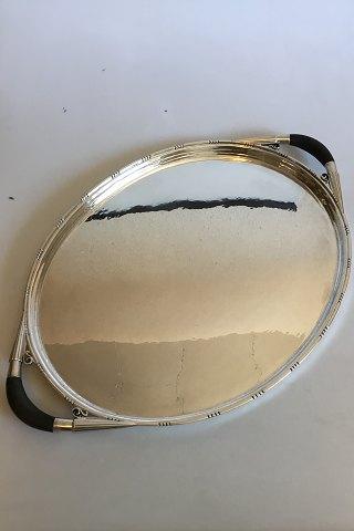 Georg Jensen Sterling Sølv Oval Serveringsbakke med træhåndtag No 251C - Danam Antik