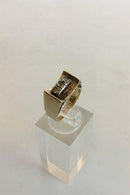 Guldring med tre Brillanter. 14 K - Danam Antik