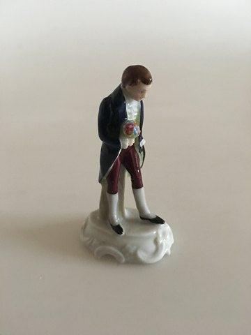 Rosenthal Miniature Figurine af Elegant Herre med Blomster - Danam Antik