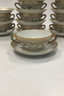 Sæt på 12 Royal Copenhagen Flora Danica Bouillon Kopper med underskål No 20/3612 - Danam Antik