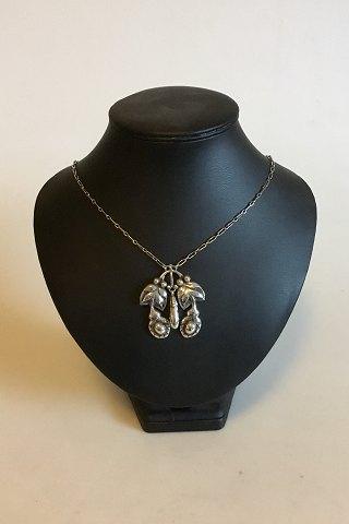 Georg Jensen 830 Sølv Art Nouveau Halskæde med Sølvsten No. 26