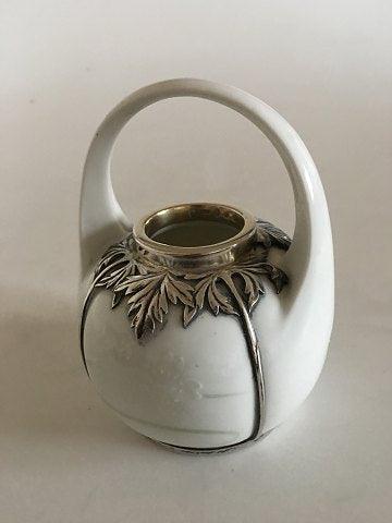 Royal Copenhagen Art Nouveau Vase med Anton Michelsen Sterling Sølv Montering fra 1911 - Danam Antik