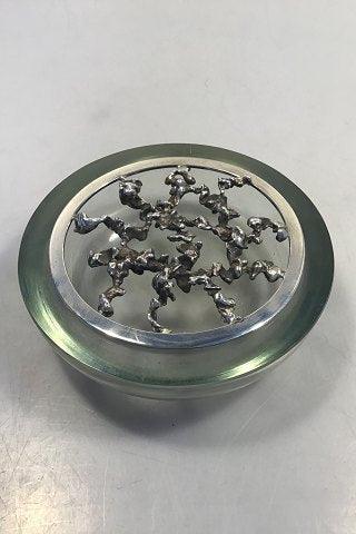 Glasskål med Sterling Sølv Rist - Danam Antik