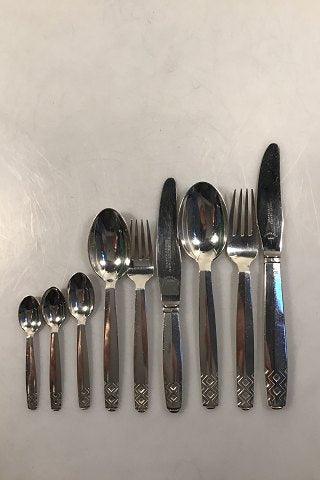Georg Jensen Sterling Sølv Rune Bestiksæt til 12 Personer 107 dele - Danam Antik
