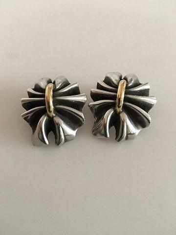 Georg Jensen Sterling Sølv og 18K Guld Lene Munthe Øreringe No 400 - Danam Antik