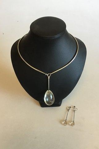Georg Jensen Sterling Sølv Sæt bestående af halsring No 114 med vedhæng af Rutil Quartz No 131 - Danam Antik