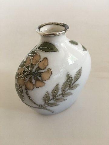Bing & Grøndahl Art nouveau Unika vase af Emma Krogsbøll med sølv indlæg - Danam Antik