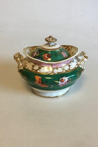 Engelsk Porcelæns sukkerskål med guld og blomster - Danam Antik