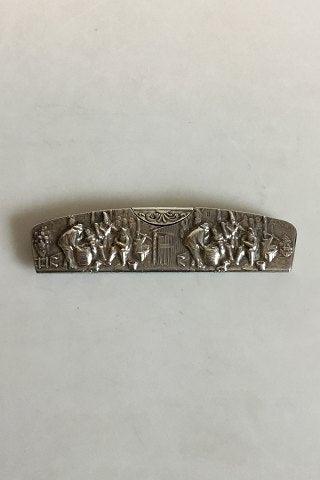 Håndkam med sølv holder med motif i relief - Danam Antik