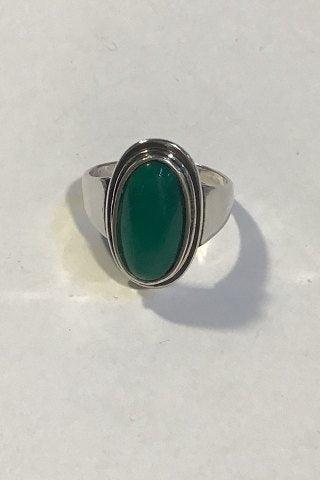 Georg Jensen Sterling Sølv Ring No 47 med grøn Agat - Danam Antik