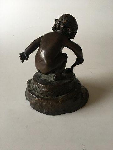 Adda Bonfils Bronze Figur af pige med skovl - Danam Antik