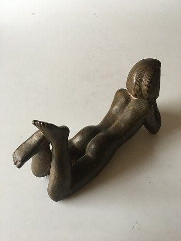 Johannes Hedegaard Bronze Figurine af Liggende Kvinde - Danam Antik