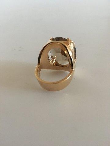 Georg Jensen 18K Guld Ring No 812 med Røgfarvet Quartz - Danam Antik
