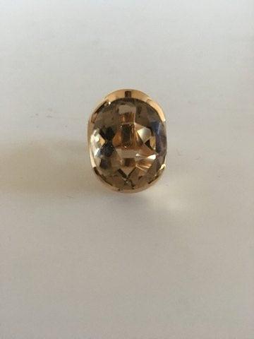 Georg Jensen 18K Guld Ring No 812 med Røgfarvet Quartz - Danam Antik