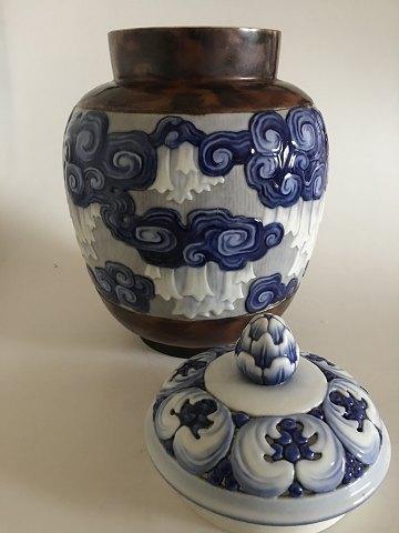 Stor Bing & Grøndahl Art Nouveau Unika Låg Vase af Fanny Garde fra 1920 - Danam Antik