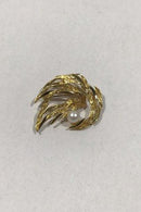 Georg Jensen & Wendel, 18 K. Guldbroche med perle - Danam Antik
