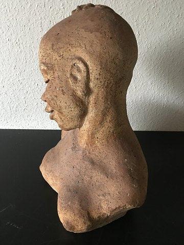 Royal Copenhagen Unika Stentøjs Buste af Afrikansk Kvinde lavet af Knud Kyhn 1938 - Danam Antik