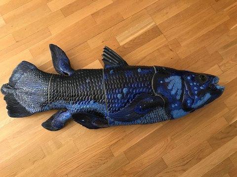 Royal Copenhagen Aluminia Jeanne Grut Figur- The Blue Fish / Den Blå Fisk - Danam Antik