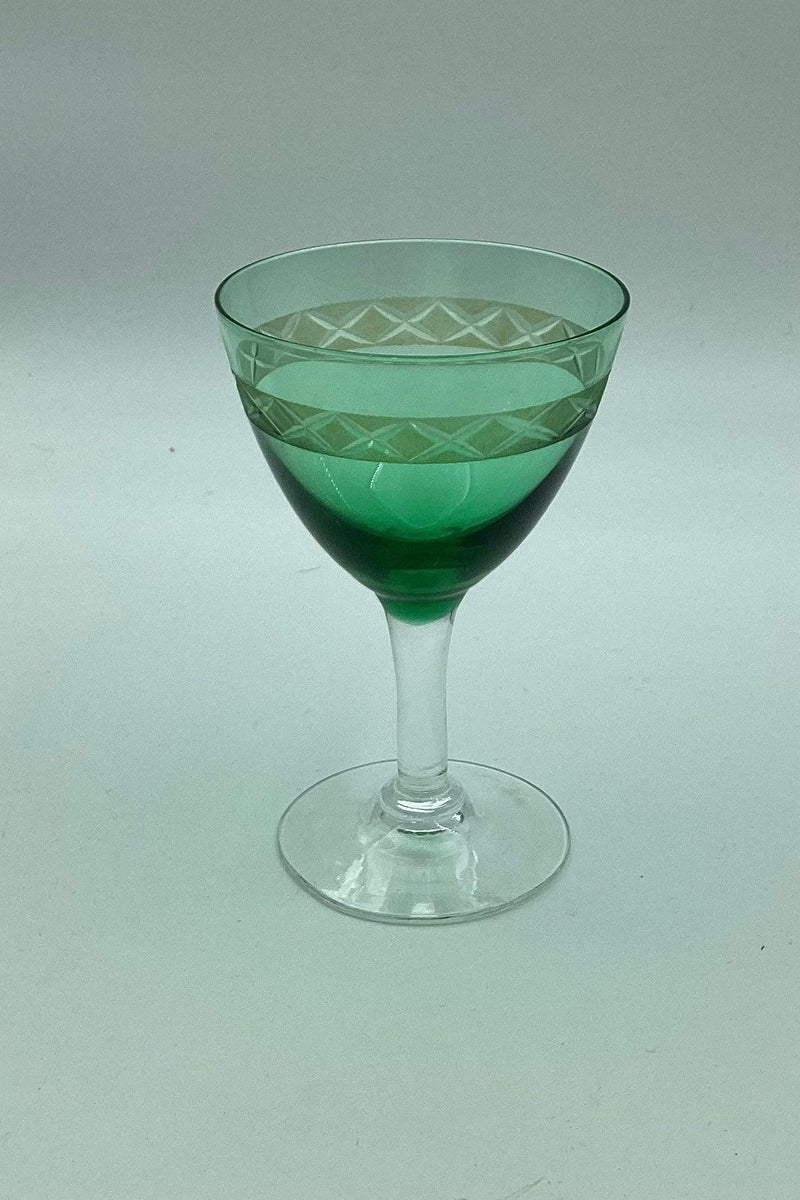"Ejby" Hvidvinsglas med Lysgrøn Kumme. Holmegaard - Danam Antik