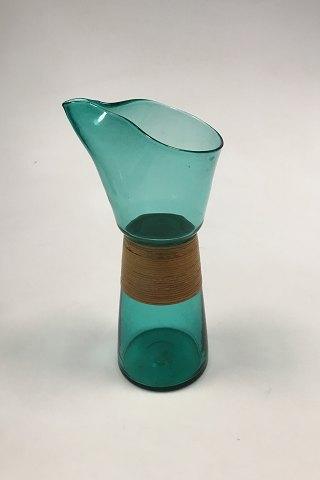 Kastrup Glasværk Opaline form Grøn Kande m/omviklet bambus. - Danam Antik