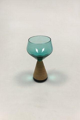 Kastrup Glasværk Opaline form Grønt Likørglas med Bambusbevikling - Danam Antik