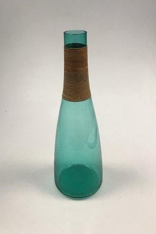 Kastrup Glasværk Opaline form Grøn Karaffel med bambusbevikling - Danam Antik
