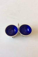 Georg Jensen Sterling Sølv/Blå Emalje Dobbelt Saltkar No 862 med to skeer No 110 - Danam Antik