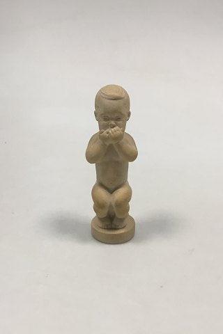 Sv. Lindhart Figur af terracotta. "Ikke tale" fra serien de tre dyder - Danam Antik