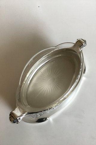 Frugtskål, sølvplet, med glasindsats. - Danam Antik