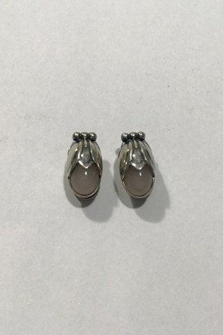 Georg Jensen Sterling Sølv Års Øreclips 2011 Rosa Quartz - Danam Antik