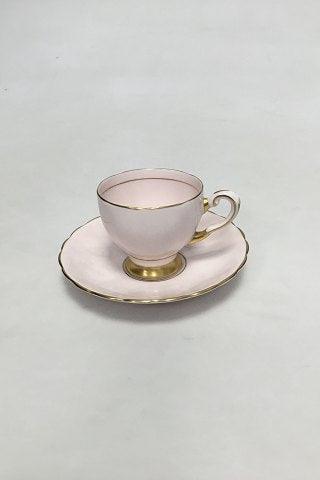 Engelsk, R H & S L Plant (Ltd) pink porcelæns kop og underkop, med guldkant. - Danam Antik