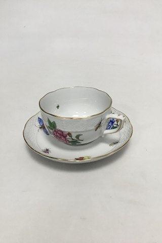 Herend Porcelæn håndmalet kaffe- og underkop med sommerfugle, insekter og blomst - Danam Antik